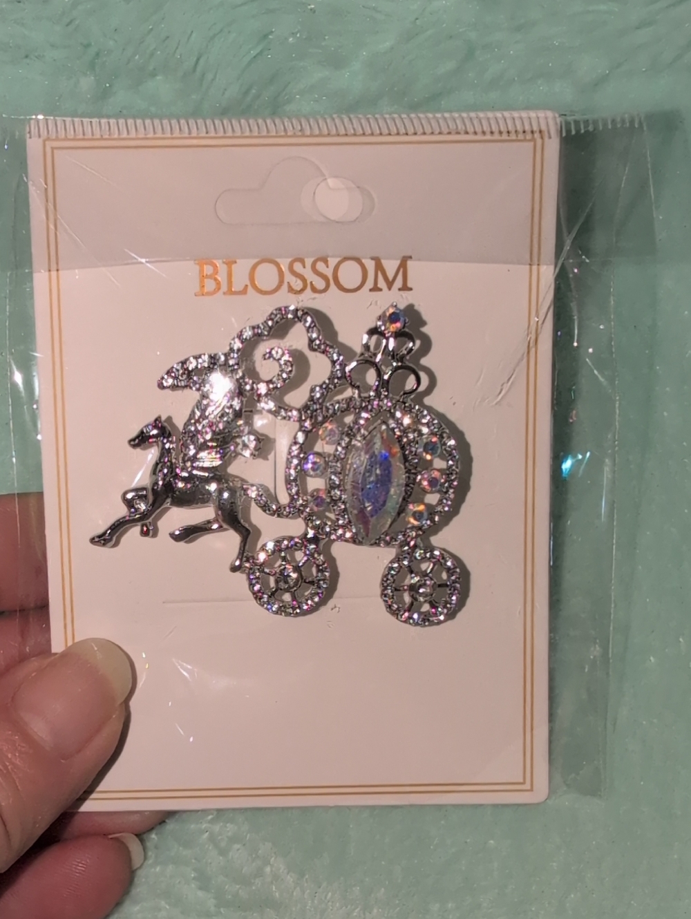 Blossom Silver Crystal Carriage Brooch - NWT